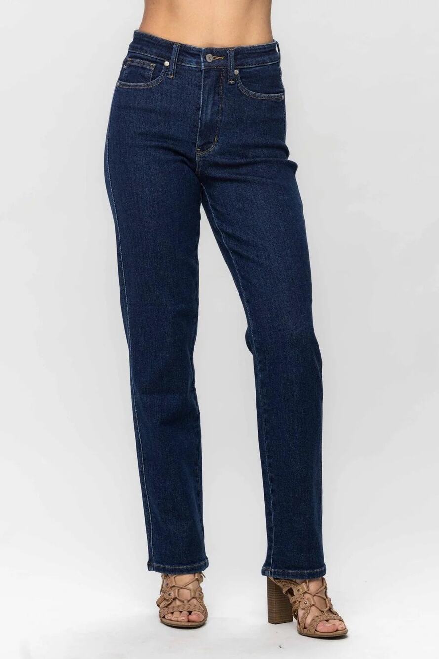 Judy Blue Tummy Control Classic Straight Leg Jeans Dark Blue Size 1/25 NWT